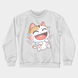 Cute cat laughing out loud Crewneck Sweatshirt